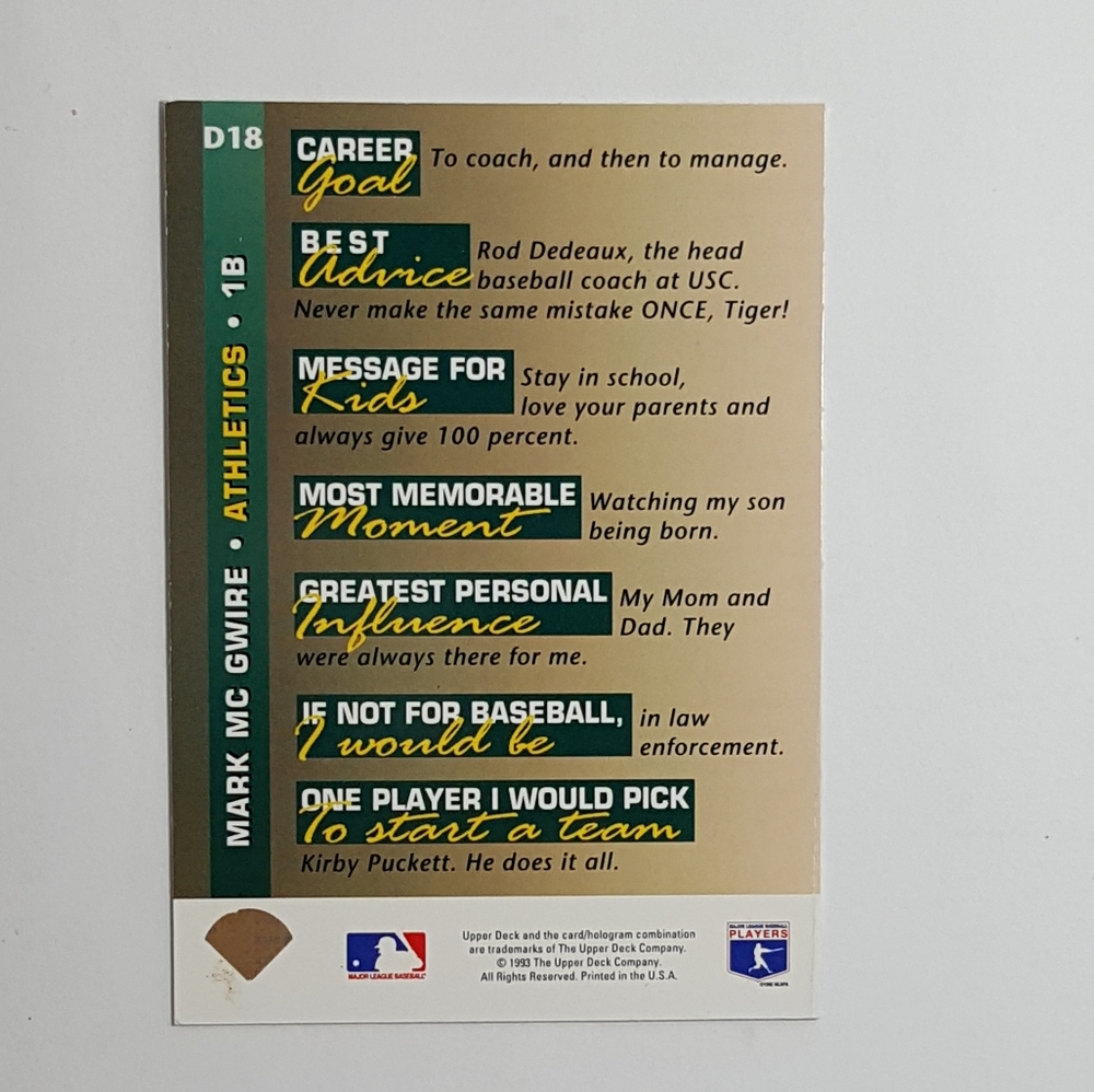 Upper Deck Mark McGwire - Picture 2 of 2